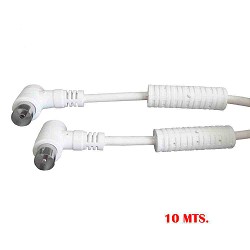 Prolongacion tv-video acodada con filtro 9,5mm 10m envasada blanca edm