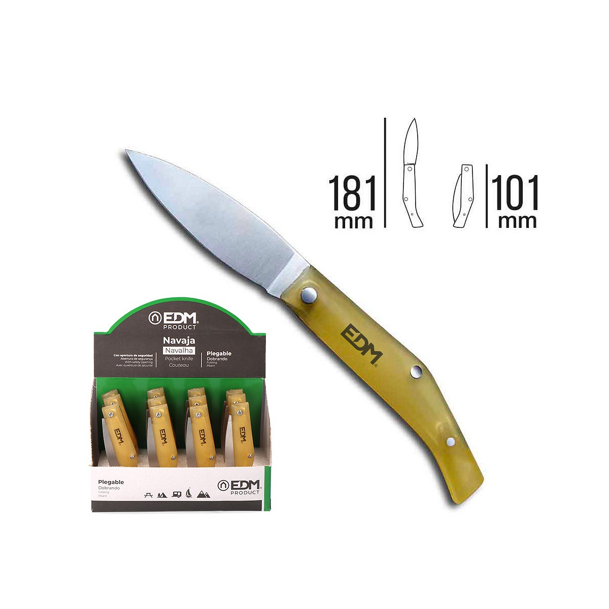 Navaja con mango de plastico de 181mm, serie pedraforca. edm euro/u