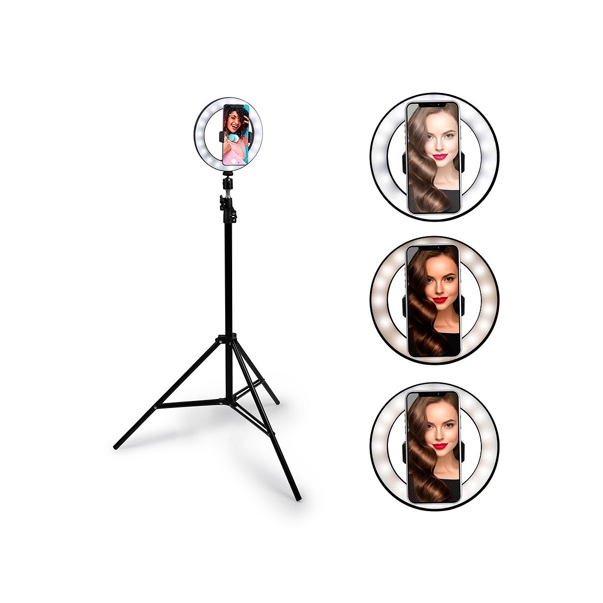 Anillo de luz con trípode para selfies