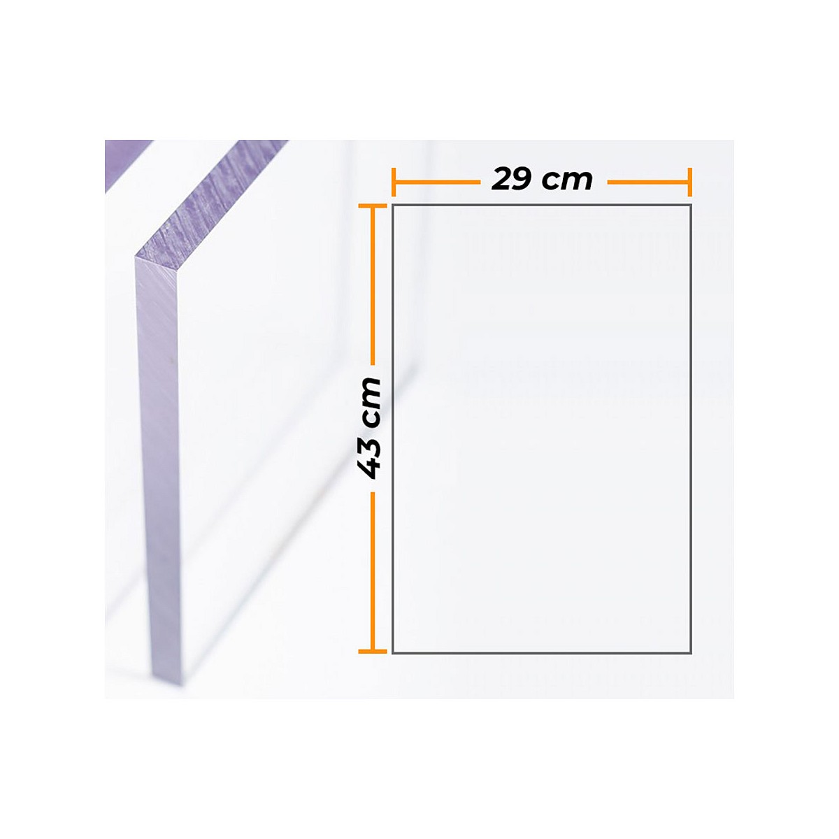 Placa policarbona transparente 4mm - 29x43cm.