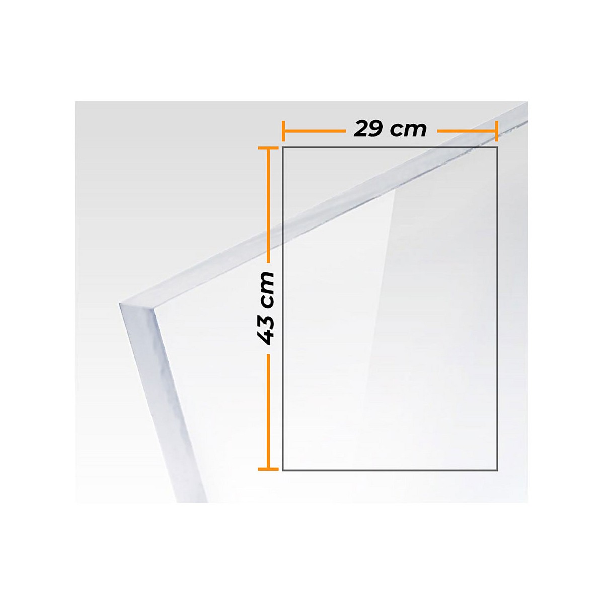 Placa metacrilato transparente colada 3mm - 29x43cm.