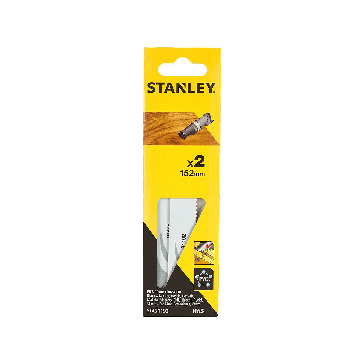 Pack 2 hojas de sierra de sable 15,2cm corte fino sta21192-xj stanley