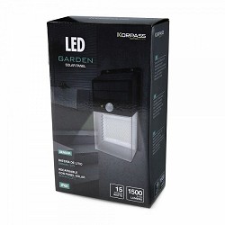 Compra APLIQUE SOLAR LED KORPASS CON SENSOR 15W LUZ FRÍA al mejor precio