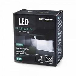 Compra APLIQUE SOLAR LED KORPASS CON SENSOR 7W LUZ FRÍA al mejor precio