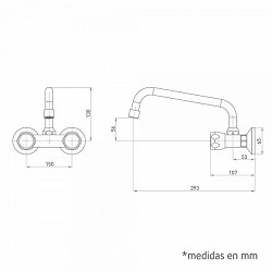 Compra BATERÍA FREGADERA CAÑO BAJO TUBO 15CM INDIC al mejor precio