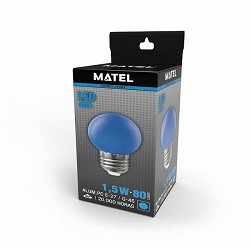 Compra BOMBILLA LED ESFÉRICA MATEL E27 1,5W AZUL al mejor precio