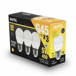 Compra BOMBILLA LED ESFÉRICA MATEL E27 5W CÁLIDA (3UNIDADES) al mejor precio