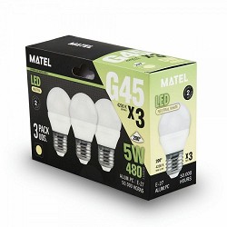 Compra BOMBILLA LED ESFÉRICA MATEL E27 5W NEUTRA (3UNIDADES) al mejor precio