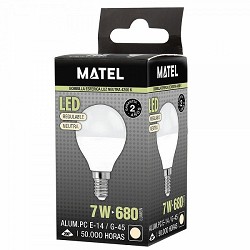 Compra BOMBILLA LED ESFÉRICA MATEL REGULABLE 7W E14 NEUTRA al mejor precio