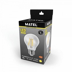 Compra BOMBILLA LED FILAMENTO ESTÁNDAR MATEL E27 A60 12W CÁLIDA CLARA al mejor precio