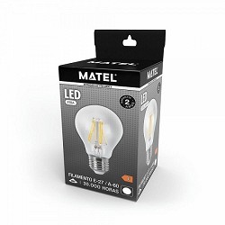 Compra BOMBILLA LED FILAMENTO ESTÁNDAR MATEL E27 A60 12W FRÍA CLARA al mejor precio