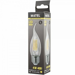 Compra BOMBILLA LED FLAMA FILAMENTO MATEL C37 E27 4W CÁLIDA CLARA al mejor precio