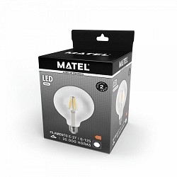 Compra BOMBILLA LED GLOBO FILAMENTO MATEL E27 G125 12W FRÍA CLARA al mejor precio