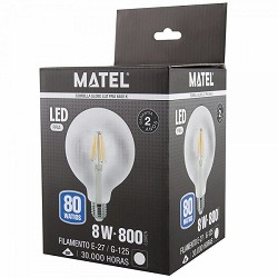 Compra BOMBILLA LED GLOBO FILAMENTO MATEL E27 G125 8W FRÍA CLARA al mejor precio