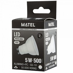 Compra BOMBILLA LED MATEL GU10 REGULABLE 5W FRÍA al mejor precio