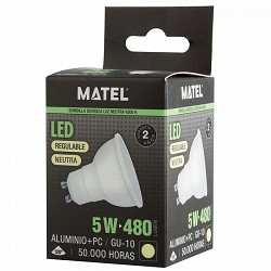 Compra BOMBILLA LED MATEL GU10 REGULABLE 5W NEUTRA al mejor precio