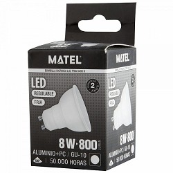 Compra BOMBILLA LED MATEL GU10 REGULABLE 8W FRÍA al mejor precio