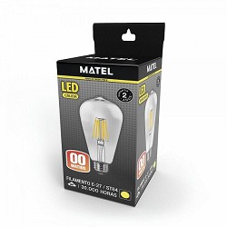 Compra BOMBILLA LED PERA FILAMENTO MATEL E27 8W CÁLIDA al mejor precio