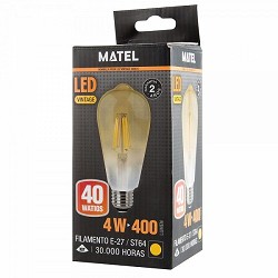 Compra BOMBILLA LED PERA VINTAGE FILAMENTO MATEL E27 4W al mejor precio