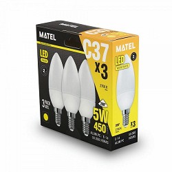 Compra BOMBILLA LED VELA MATEL E14 5W CÁLIDA (3UNIDADES) al mejor precio