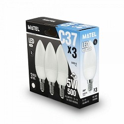 Compra BOMBILLA LED VELA MATEL E14 5W FRÍA (3UNIDADES) al mejor precio