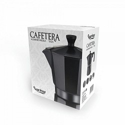 Compra CAFETERA ALUMINIO NEGRA SUPREME 9 TAZAS al mejor precio