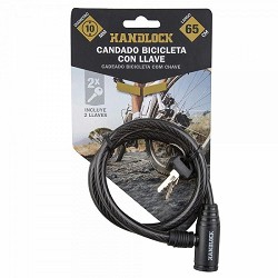 Compra CANDADO BICICLETA HANDLOCK CABLE CON LLAVE 1,0x65 CM NEGRO al mejor precio