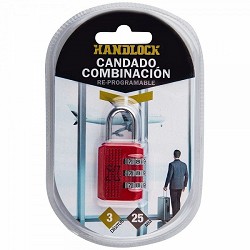 Compra CANDADO COMBINACIÓN HANDLOCK 3 NÚMEROS 25MM A/N ROJO al mejor precio