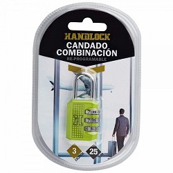 Compra CANDADO COMBINACIÓN HANDLOCK 3 NÚMEROS 25MM A/N VERDE al mejor precio