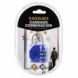 Compra CANDADO COMBINACIÓN HANDLOCK 3 NÚMEROS 30MM AZUL al mejor precio