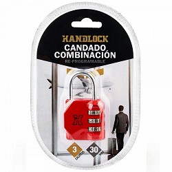 Compra CANDADO COMBINACIÓN HANDLOCK 3 NÚMEROS 30MM ROJO al mejor precio