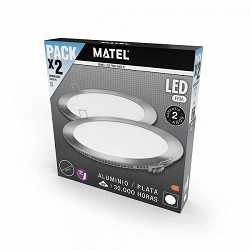 Compra DOWNLIGHT LED MATEL REDONDO PLATA 18W LUZ FRÍA 2UDS al mejor precio