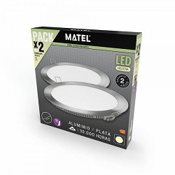 Compra DOWNLIGHT LED MATEL REDONDO PLATA 18W LUZ NEUTRA 2UDS al mejor precio