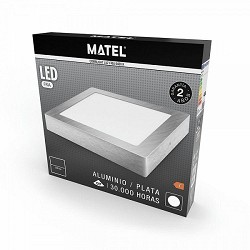 Compra DOWNLIGHT LED SUPERFICIE CUADRADO PLATA MATEL 12W FRÍA al mejor precio