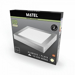 Compra DOWNLIGHT LED SUPERFICIE CUADRADO PLATA MATEL 12W NEUTRA al mejor precio