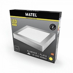 Compra DOWNLIGHT LED SUPERFICIE CUADRADO PLATA MATEL 18W CÁLIDA al mejor precio