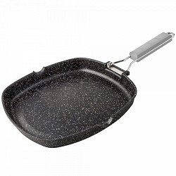 Compra GRILL ALUMINIO FUNDIDO MANGO ABATIBLE SUPERFICIE LISA PIEDRA 20CM al mejor precio