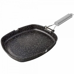 Compra GRILL ALUMINIO FUNDIDO MANGO ABATIBLE SUPERFICIE LISA PIEDRA 28CM al mejor precio