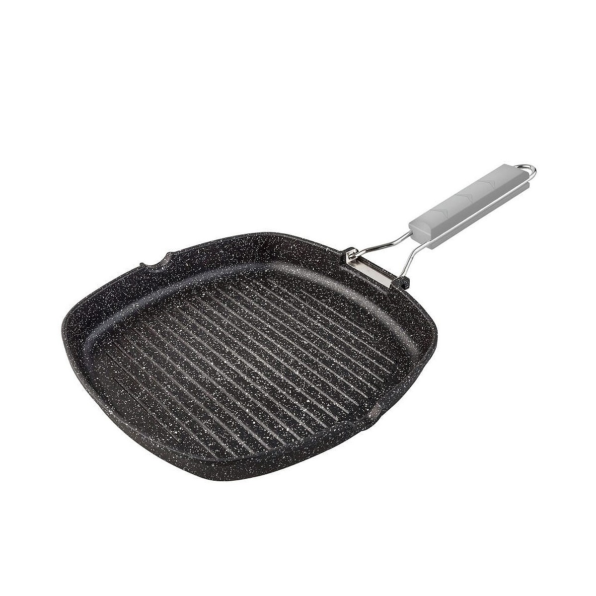 Compra GRILL ALUMINIO FUNDIDO MANGO ABATIBLE SUPERFICIE RAYADA PIEDRA 20CM al mejor precio