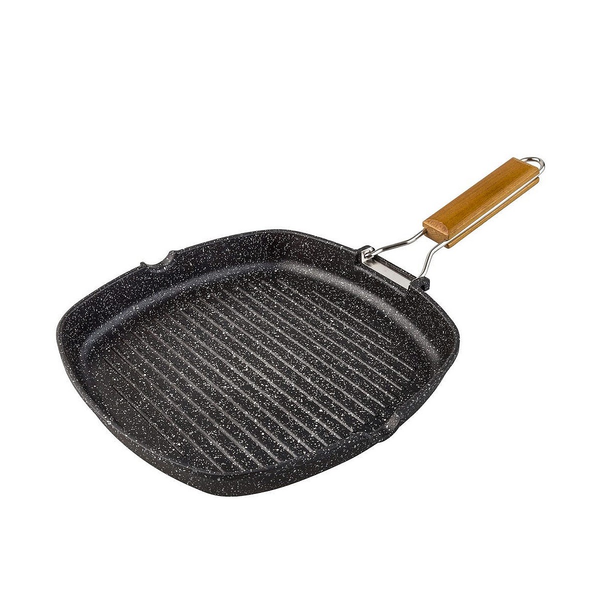 Compra GRILL ALUMINIO FUNDIDO MANGO ABATIBLE SUPERFICIE RAYADA PIEDRA 24CM al mejor precio