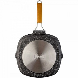 Compra GRILL ALUMINIO FUNDIDO MANGO ABATIBLE SUPERFICIE RAYADA PIEDRA 24CM al mejor precio