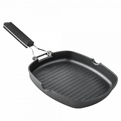 Compra GRILL ALUMINIO FUNDIDO MANGO ABATIBLE SUPERFICIE RAYADA XYLAN 20CM al mejor precio