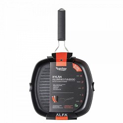 Compra GRILL ALUMINIO FUNDIDO MANGO ABATIBLE SUPERFICIE RAYADA XYLAN 28CM al mejor precio