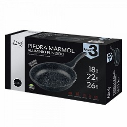 Compra SARTÉN ALUMINIO BLACK PIEDRA SET3 18-22-26CM al mejor precio