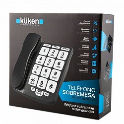 Compra TELÉFONO SOBREMESA NEGRO TECLAS GRANDES KÜKEN al mejor precio