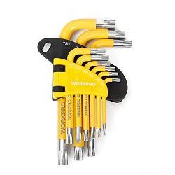 Juego de 9 llaves torx de seguridad workpro