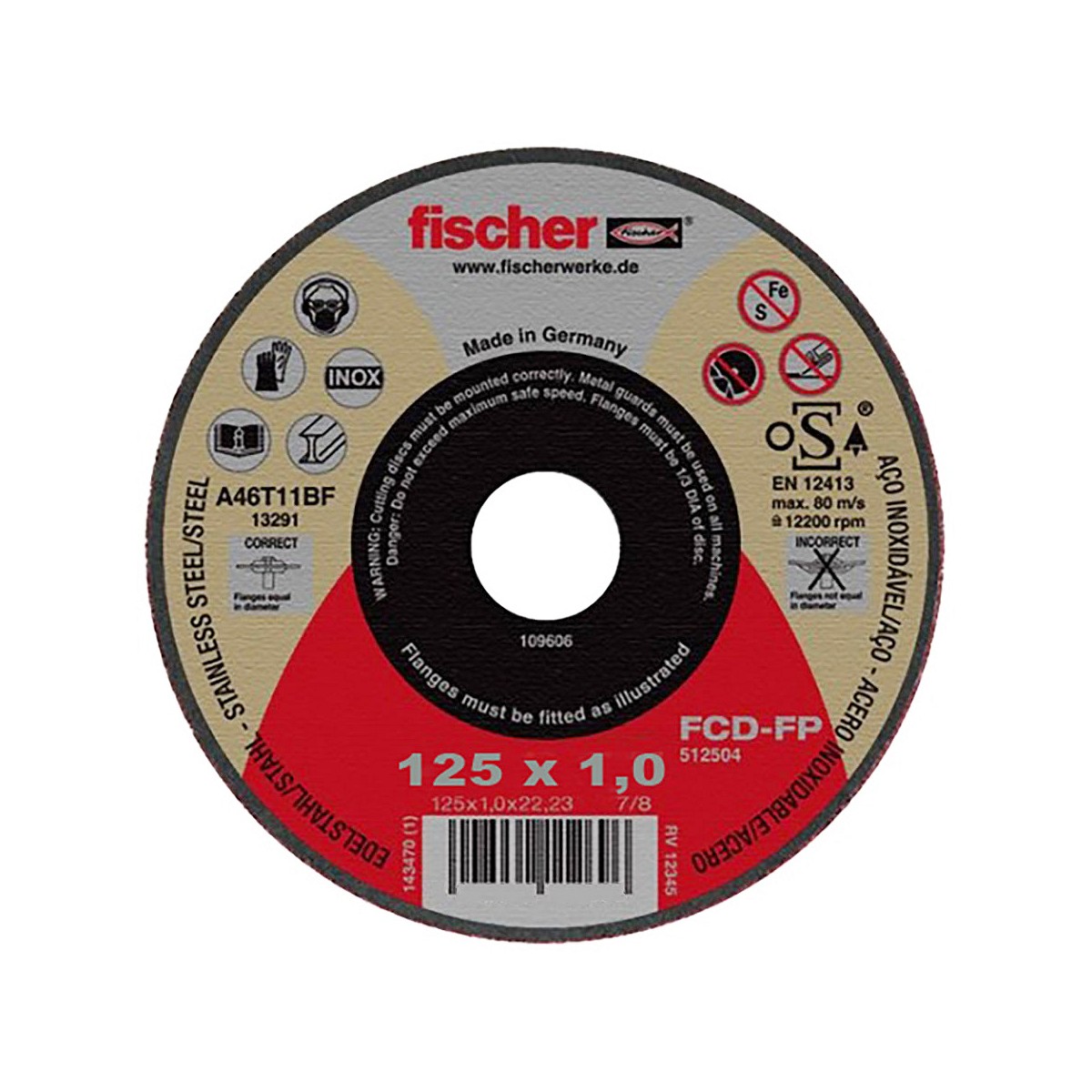 Disco fcd-fp ø125x1x22,23 plus, corte de metales 531711 fischer