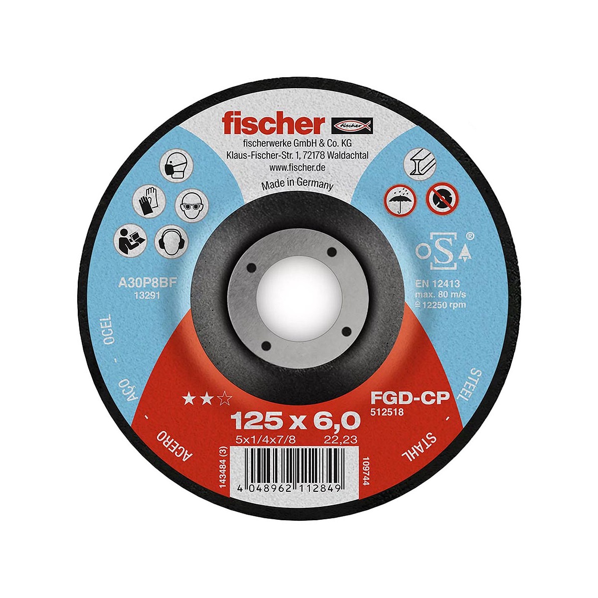 Disco fgd-cp ø125x6x22,23 carbon desbaste 512518 fischer