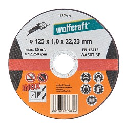 Disco corte de precisión para acero inoxidable ø125x1,0x22,23mm. 1687999 wolfcraft