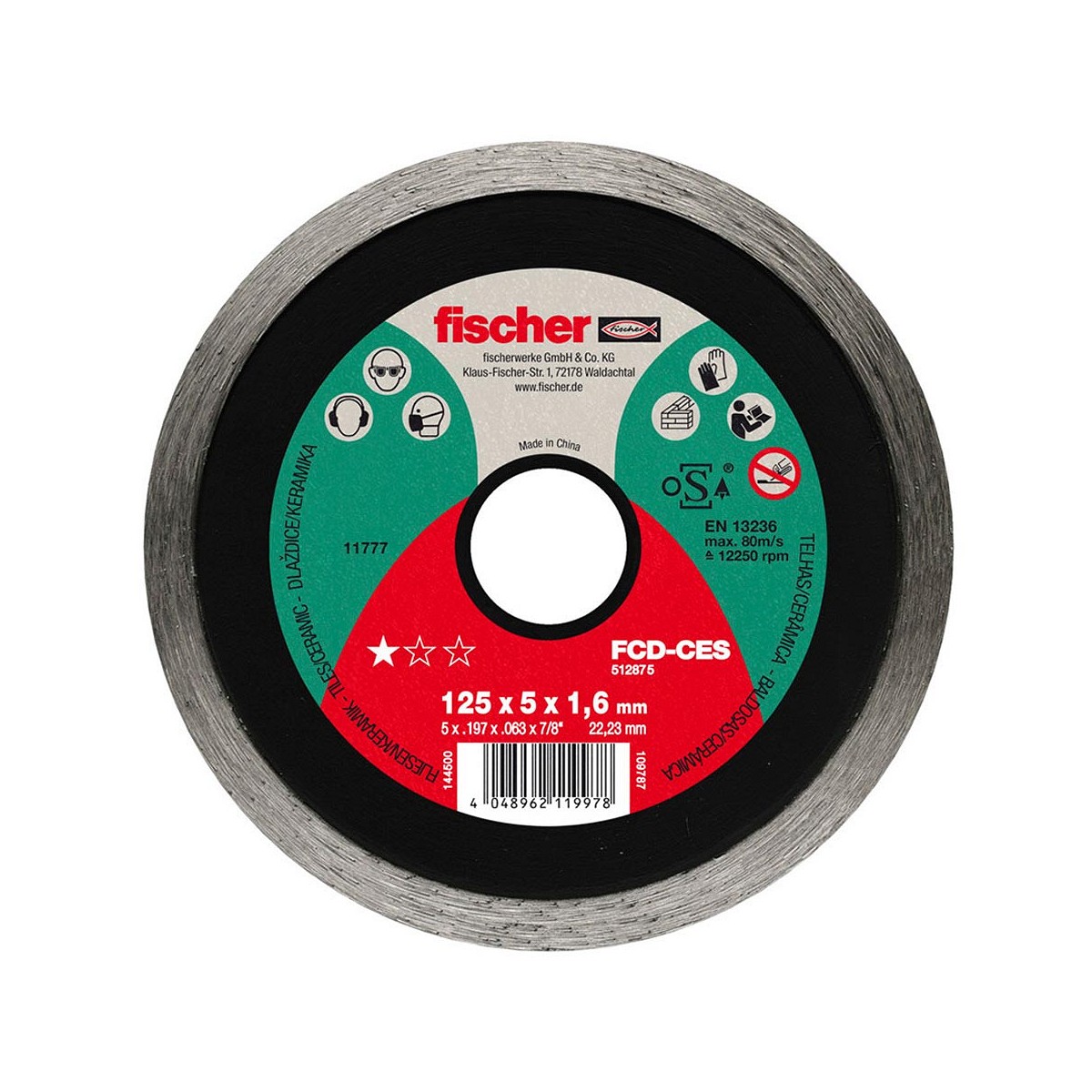 Disco corte diamante para ceramica fcd-ses ø115x1,6x22,23 512874 fischer